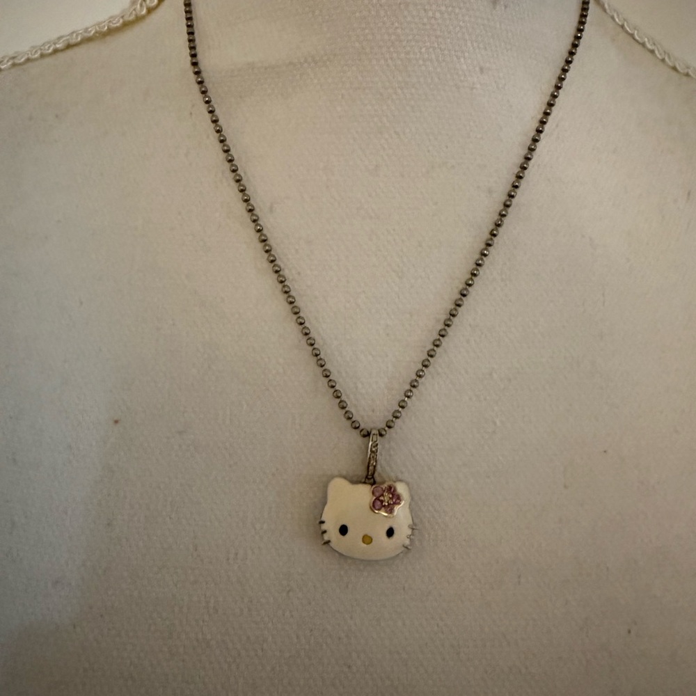 Vintage rare Kimora Lee Simmons Hello Kitty diamond sapphire pendant necklace 🐱